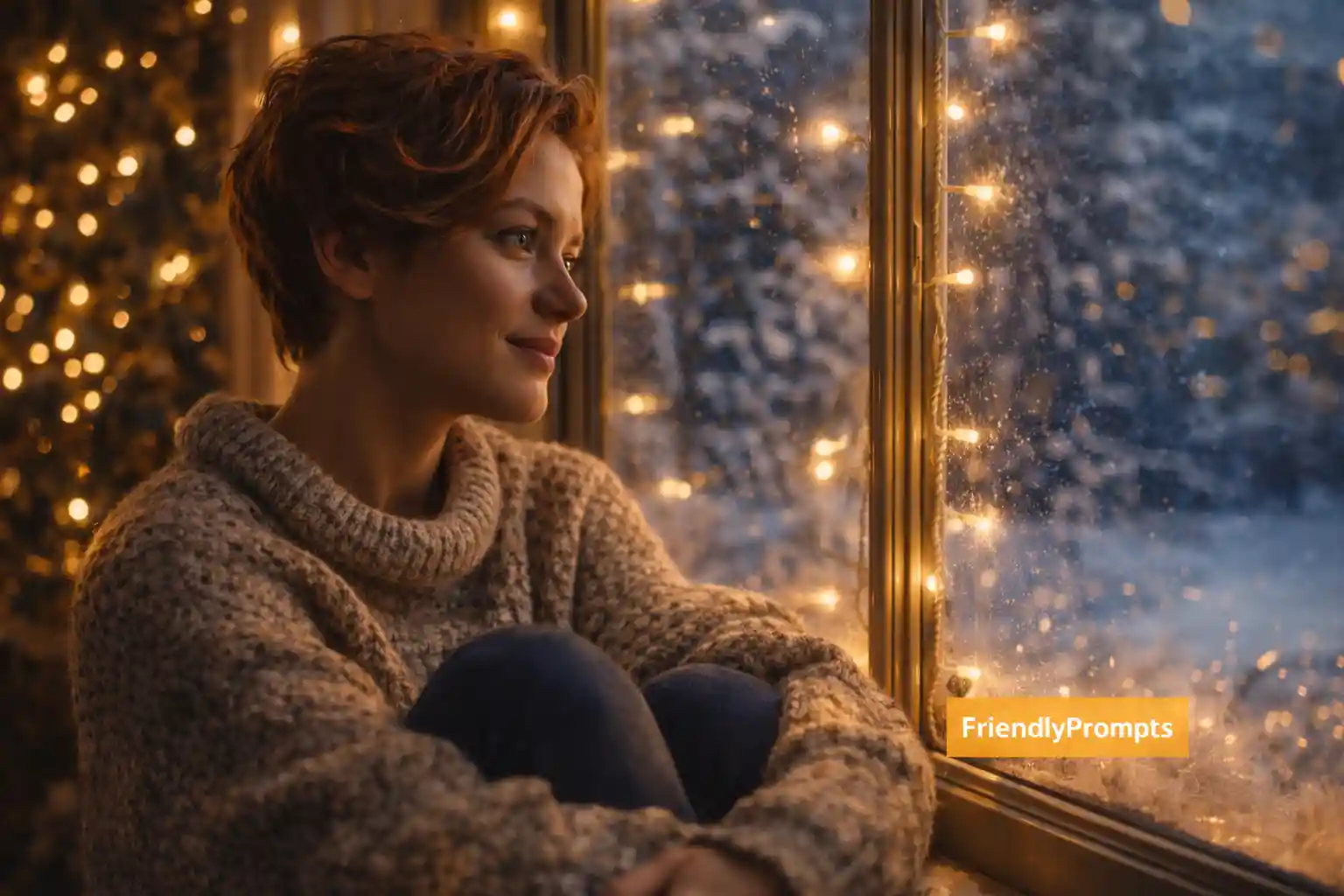Cozy Christmas Window Portrait Prompt Cozy Christmas Window Portrait Prompt