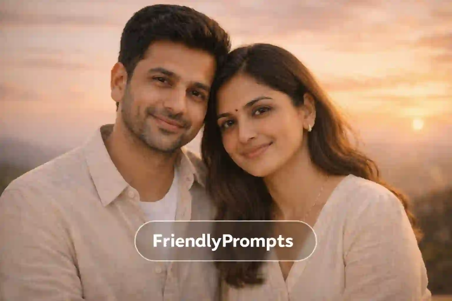 30 Viral Romantic Couple Portrait Prompts for Gemini AI (Realistic & Trending) 7 Sunset Romantic Couple Portrait Photo Prompt